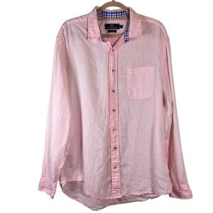 Vineyard Vines 100% Linen pink button down shirt
